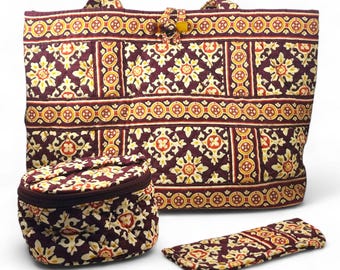 Vera Bradley Purse Bag Set Y2K Cosmetic Case Glasses Sleeve VTG Retired Pattern