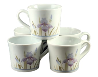 Royal Doulton China Cups Mugs Coffee Tea Blue Iris Lambethware Vintage Retro Set