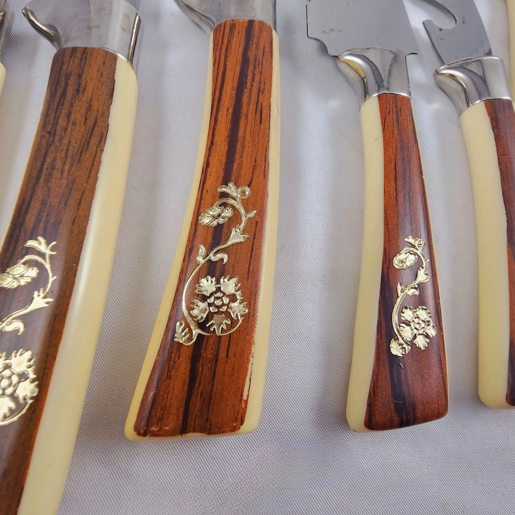 Vintage Knife Set 70s Sheffield 12 Pc Golden Prestige Stainless Cutlery ...