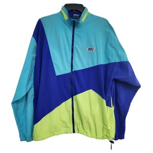 Vintage Nike Mens Windbreaker Jacket Zip Up Color Block Blue Size Large L Unisex
