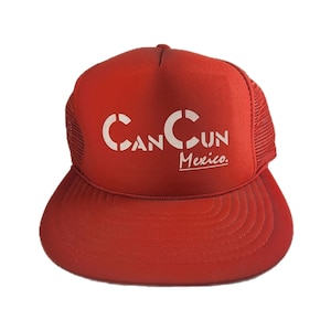 Vintage Trucker Hat Can Cun Mexico Vtg Snapback 90s Souvenir Vacation Dad Hat