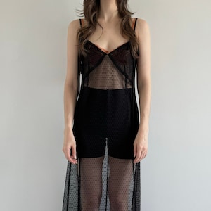 Gothic Glam: Elegant Black Tulle Dress, Sheer mesh Dress, Black Party Dress