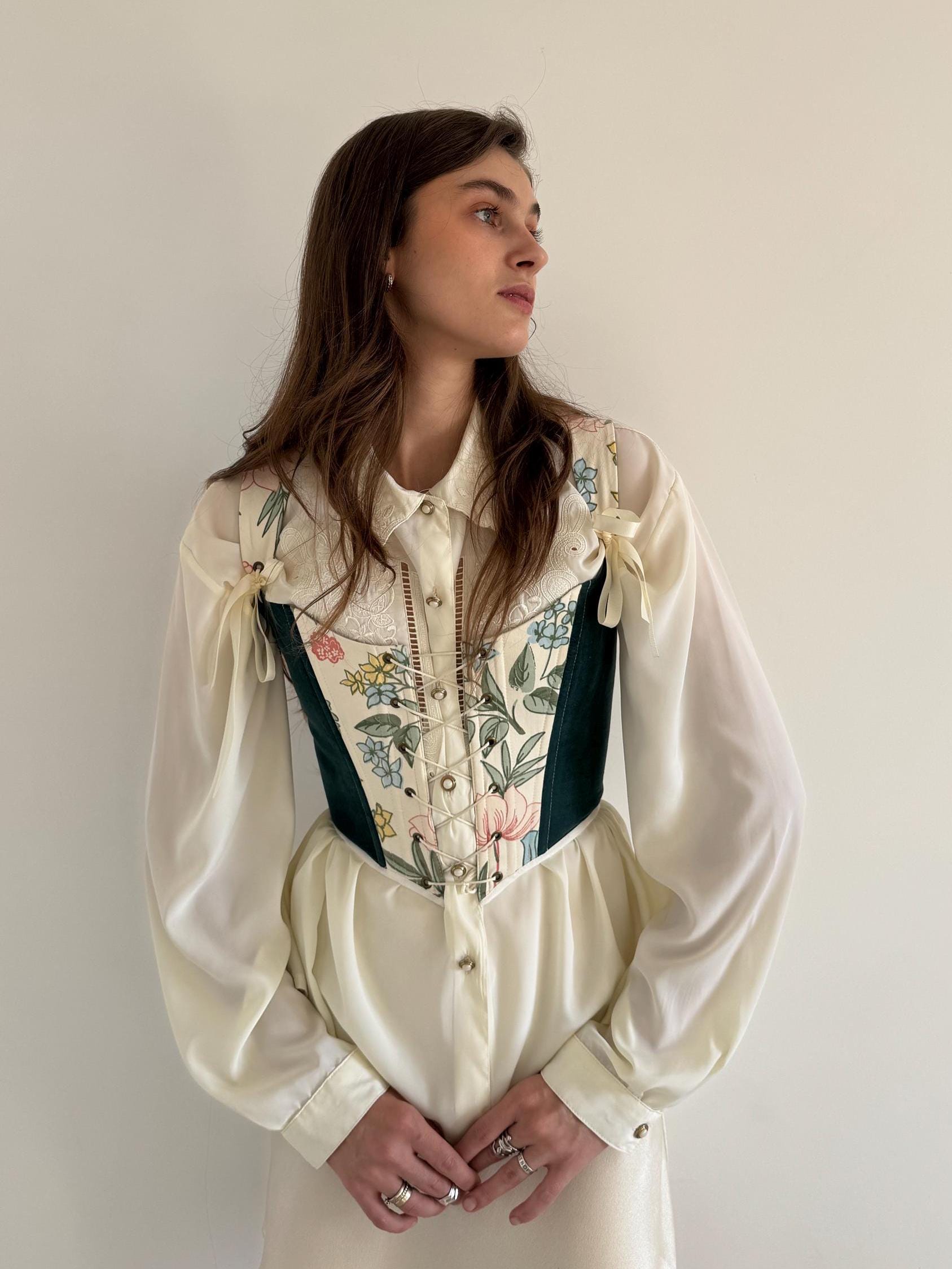 Floral Bustier Corset - Renaissance Costume, Party Top, Women's Fashion ...