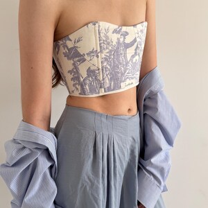 Corset Toile de Jouy – Blue Pleated Ruffle main image 0