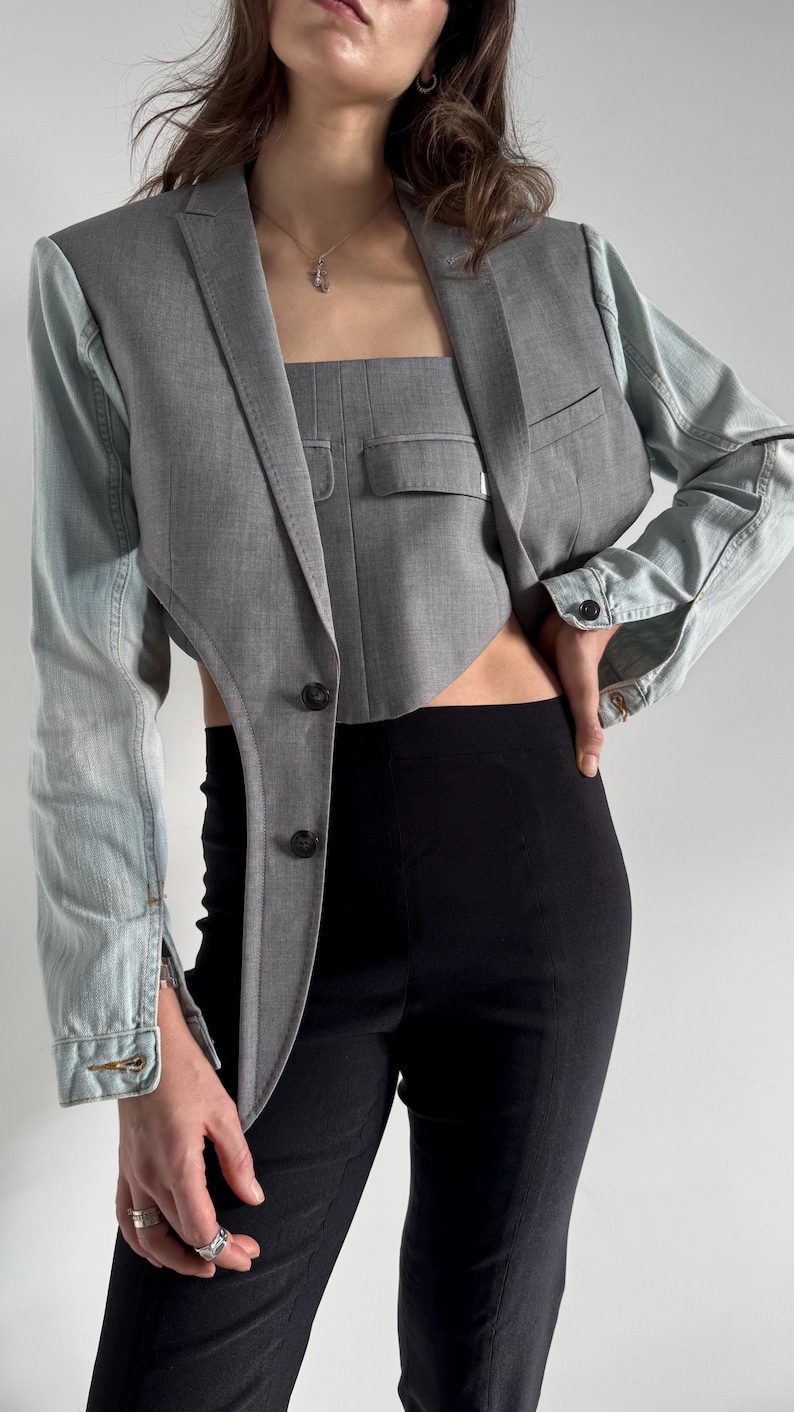 Handmade Two-Piece Set: Upcycled Women Classic Jacket & Denim Suit