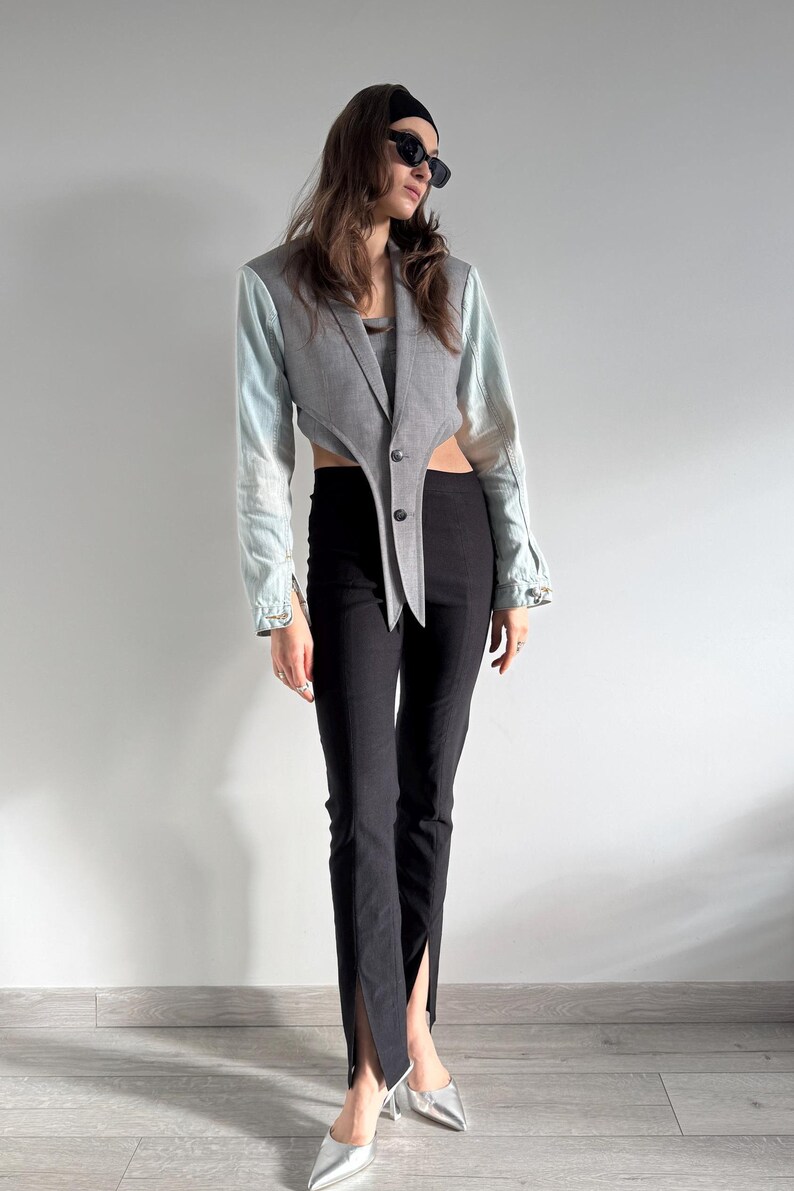 Handmade Two-Piece Set: Upcycled Women Classic Jacket & Denim Suit