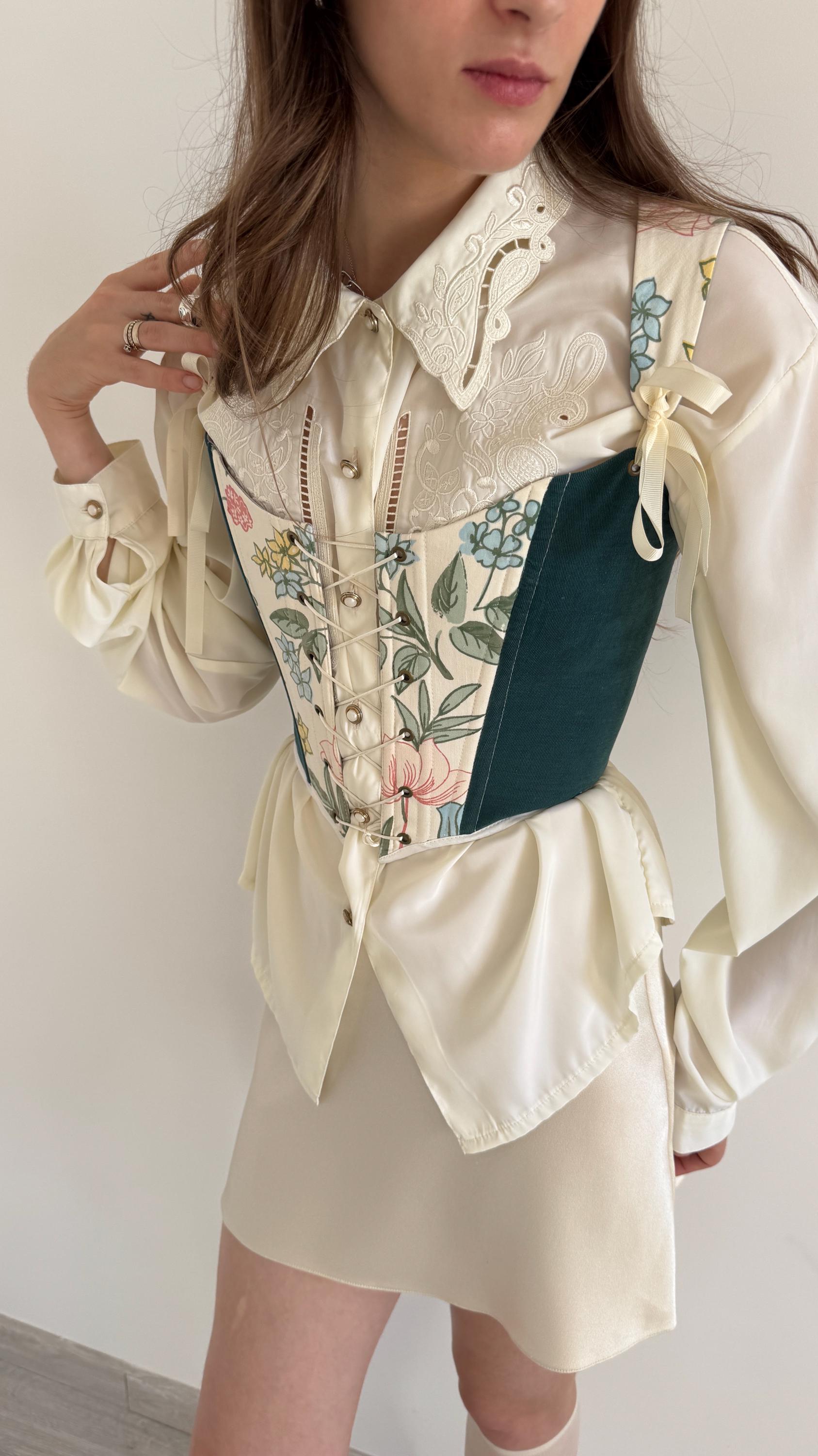 Floral Bustier Corset - Renaissance Costume, Party Top, Women's Fashion ...