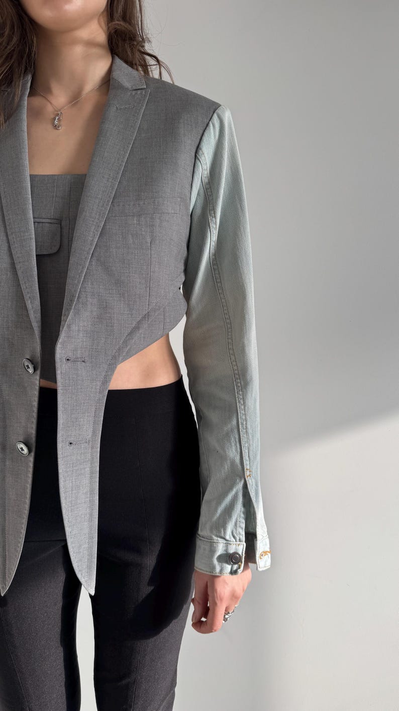 Handmade Two-Piece Set: Upcycled Women Classic Jacket & Denim Suit