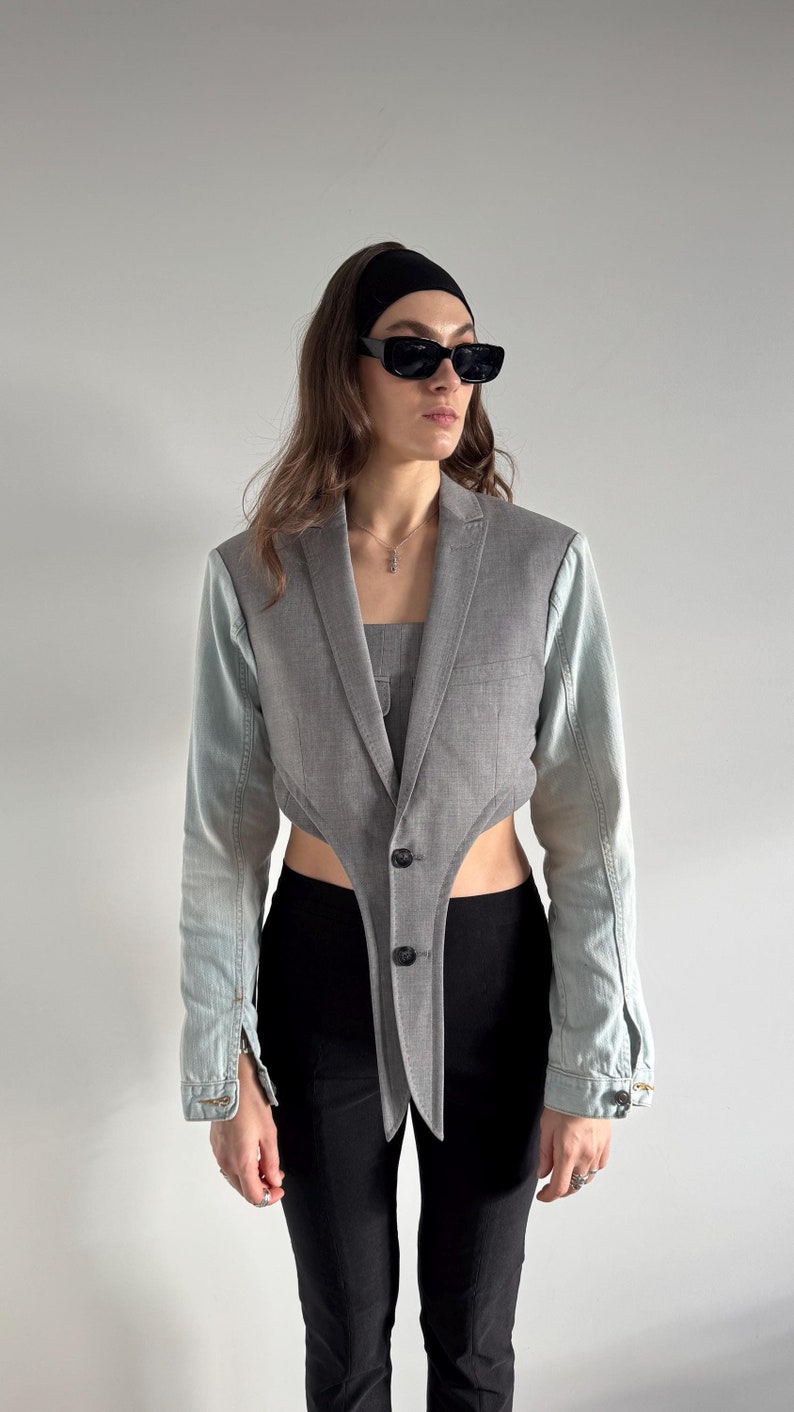 Handmade Two-Piece Set: Upcycled Women Classic Jacket & Denim Suit