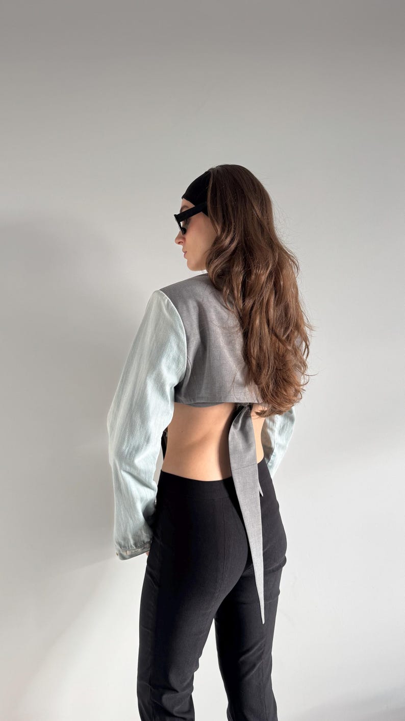 Handmade Two-Piece Set: Upcycled Women Classic Jacket & Denim Suit