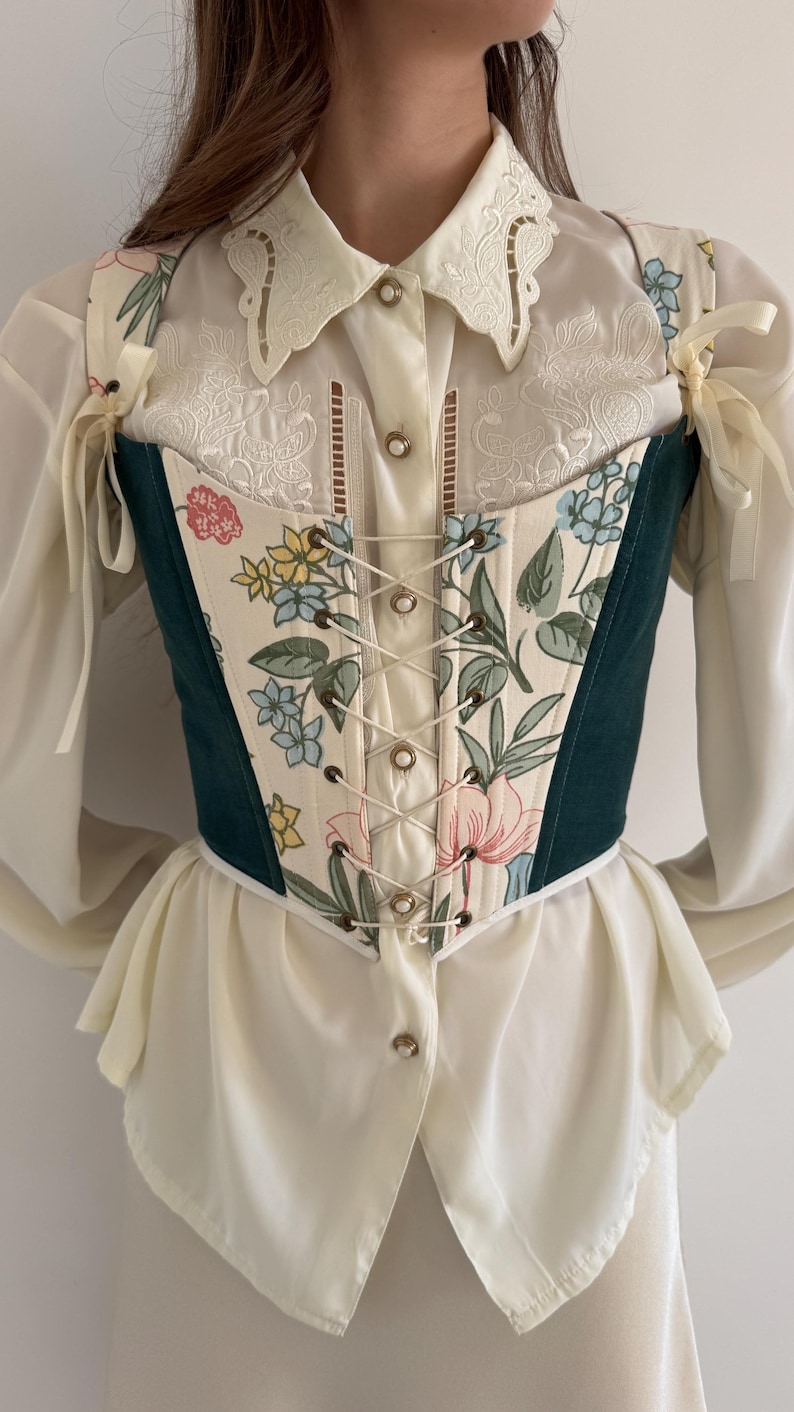 Floral Bustier Corset - Renaissance Costume, Party Top, Women's Fashion ...