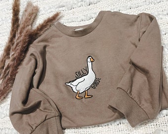 Embroidered Silly Goose Childrens Crewneck, Infant Crewneck, Funny Sweatshirt, Funny Embroidered Sweatshirt