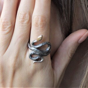Handmade Wrapped Snake Ring Sterling Silver, Silver Snake Ring for Men, Silver Serpent Ring Women, Dark Academia Gifts, Ouroboros Rings