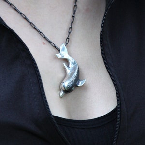 Handmade 925 Sterling Silver Dolphin Pendant, Sea Themed Jewelry, Nautical Themed Dolphin Necklace Pendant for Women, Dolphin Jewelry