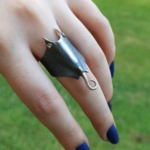 Adjustable Handmade Silver Manta Ray Ring, Nautical Themed 925 Sterling Jewelry, Gift for Ocean Lover, Manta Ray Jewelry, Sting Ray Ring