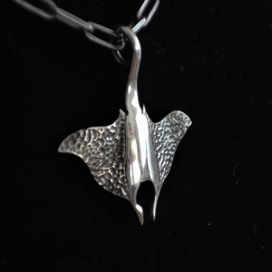 Silver Manta Ray Necklace Pendant for Women, Manta Ray Pendant w/ Chain, Nautical Sterling Jewelry, Gift for Ocean Lover, Manta Ray Jewelry