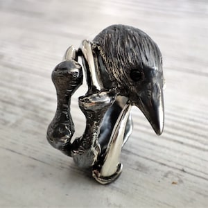 925 Sterling Silver Raven Ring Man, Raven Jewelry for Womens.