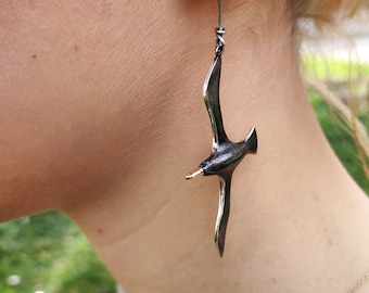 925 Sterling Silver Seagull Earrings: Nautical Bird Dangle Jewelry