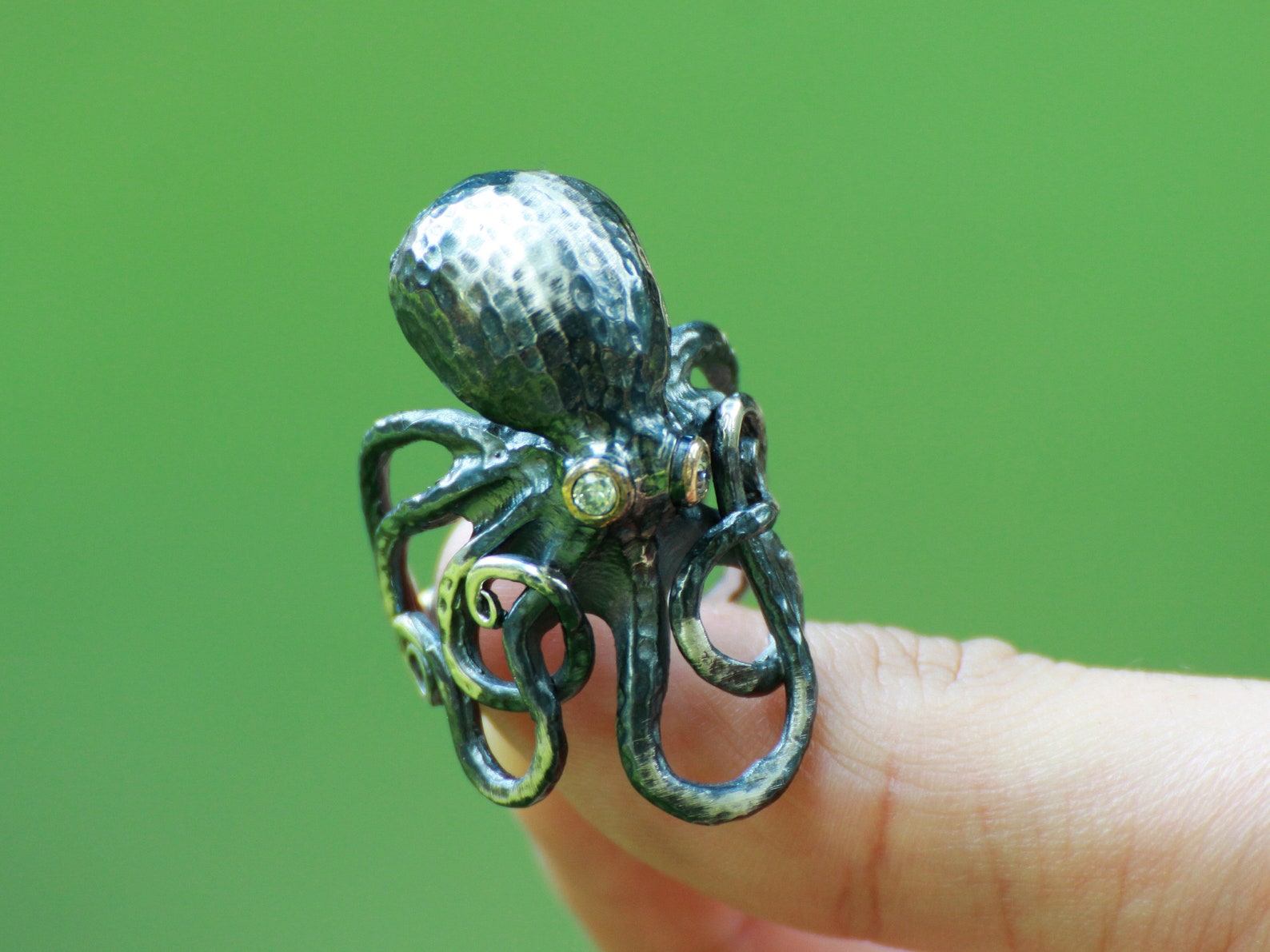 Adjustable 925 Sterling Silver Octopus Ring for Men Octopus Etsy