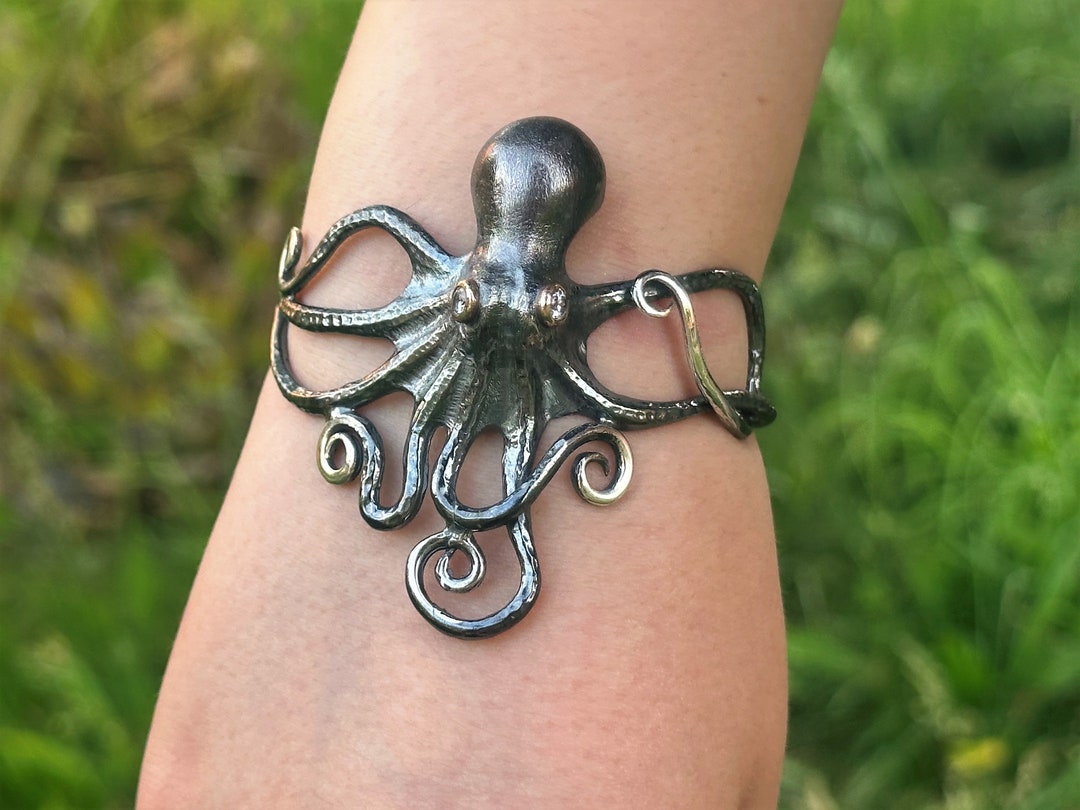 Handmade Adjustable 925 Sterling Silver Octopus Bracelet Etsy
