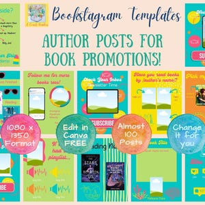 Social Media Canva Template for AUTHORS: Beach Theme IG Posts (CANVA, Digital Download)