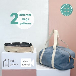 Kreis Turnbeutel PDF Schnittmuster, Easy Beginner Pouch PDF Schnittmuster, Taschen Schnittmuster, Beutel Schnittmuster, Wochenend Taschen Schnittmuster mit Video