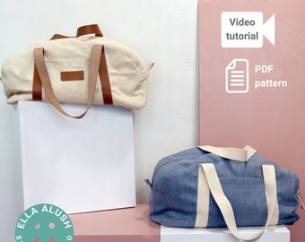Weekend bag PDF Pattern, Everyday bag Pattern, Travel bag PDF Pattern with video