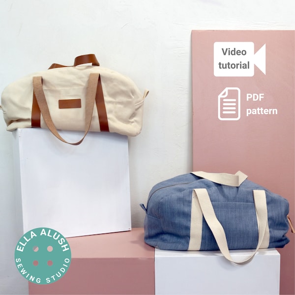 Weekend bag PDF Pattern, Everyday bag Pattern, Travel bag PDF Pattern with video