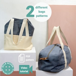Duffle Bag Pdf Pattern with Video, Gym Bag PDF Pattern, PDF Video Tutorial, Weekender Bag Pattern, Shopping Bag Pattern PDF
