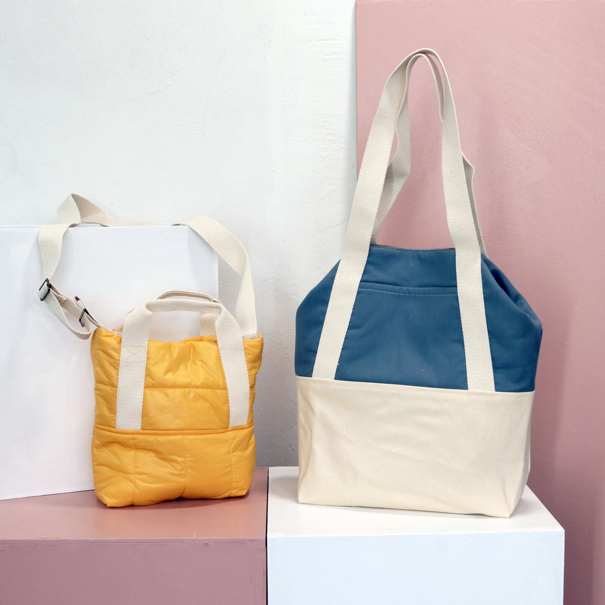 Simple Tote Bag PDF Sewing Pattern With Video, 2 Size