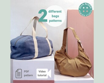 Tote bag pattern PDF, backpack pattern, Small Rucksack pattern, Duffle PDF Sewing Pattern with Video Tutorial, Shoulder bag pdf pattern