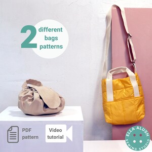Drawstring Pouch Patten, Project Bag Sewing Pattern, Easy Bucket Bag, Shoulder Bag sewing pattern, Crossbody Purse Pattern