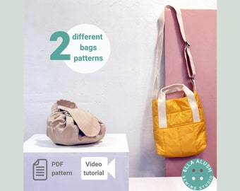 Kordelzug Beutel, Schnittmuster für Projekttasche, Schnittmuster für Beuteltasche, Schnittmuster für Umhängetasche, Crossbody Geldbörse Schnittmuster