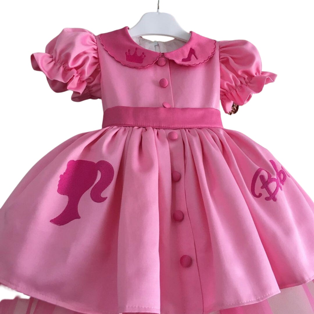 Personalized Embroidered Baby Dress Birthday Dress Cute Pink Etsy