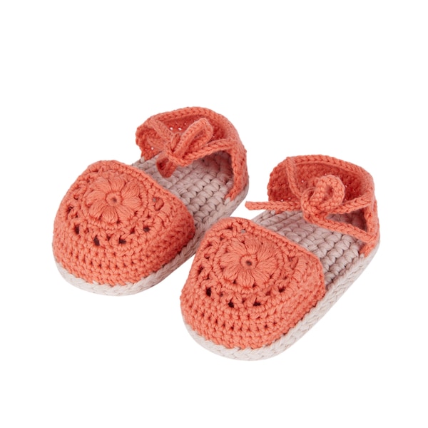 Hand Made Crocheted, Gots Certified 100% Organic Cotton Handmade Crocheted Baby Girl's Shoeses (Lace Up)