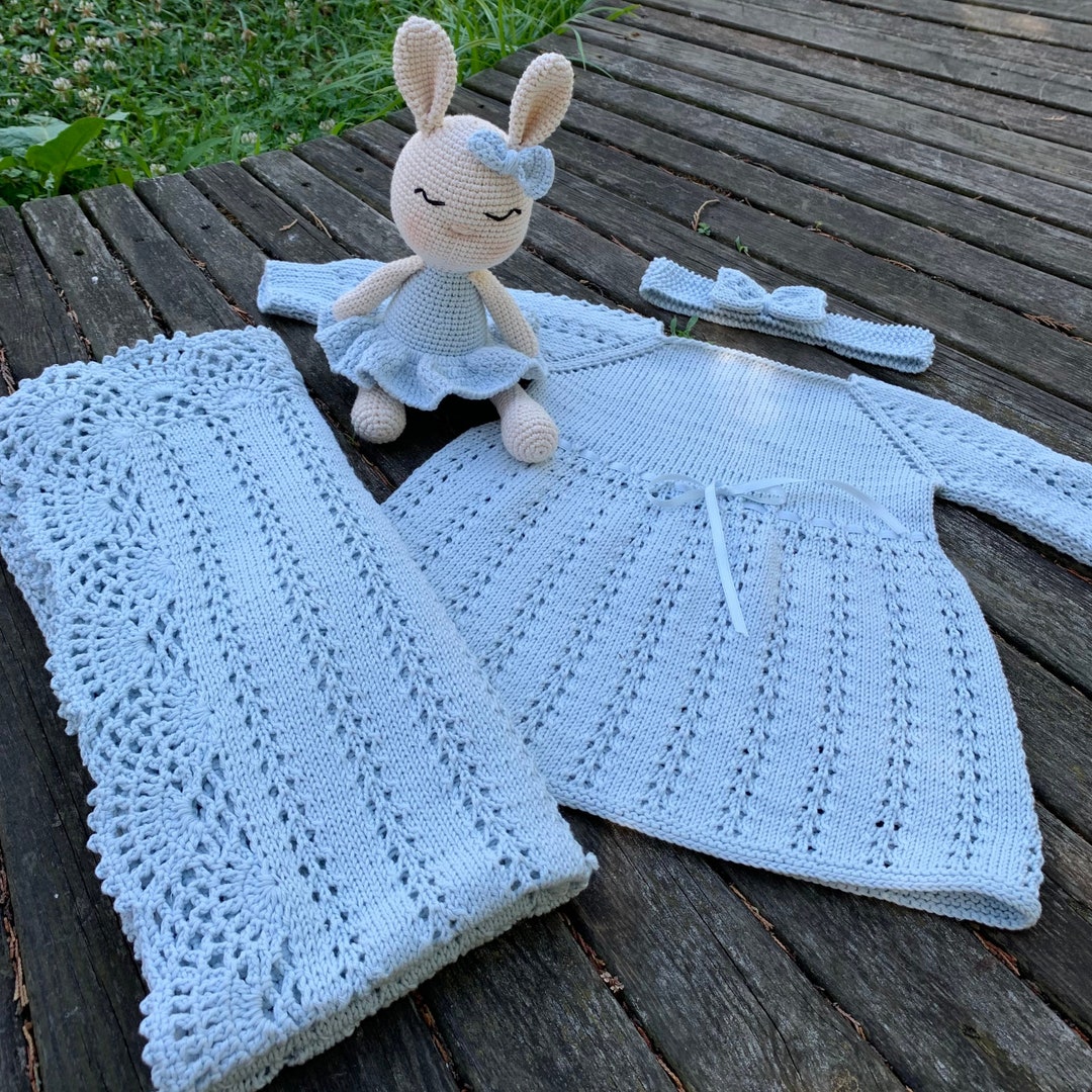 100 Organic Cotton Hand Knitted Baby Girl Dress Etsy