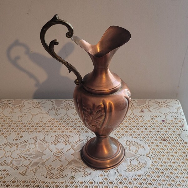 Vintage altar jug red copper offering jug rituals wicca gift antique unique design