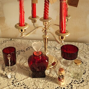 Aphrodite altar set candle holder taper candles vintage bundle lot for rituals red decor spell jar handmade candles chalice cups