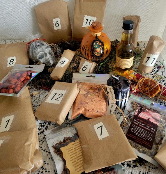 Samhain Witch Mystery bag advent calender wiccan surprise box witchy spell candles jars herbs crystals self care surprise bag halloween fall