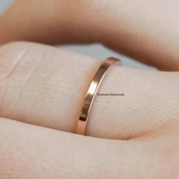 gewone gouden band, dunne gouden ring, dunne gouden stapelring, gouden bijpassende band, massief gouden band, gouden trouwring, vrouwen gouden ring ring