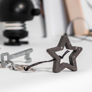 Minimalist Geometric Star Keychain | White or Dark Gray | Unique Handcrafted Pendant for Keys | Creative Christmas Gift Idea for her and him