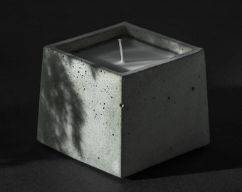 Handmade Concrete Soy Wax Candle | Aesthetic Geometric Cement Candle | Minimalist Square Design | Reusable | Modern Industrial Room Decor
