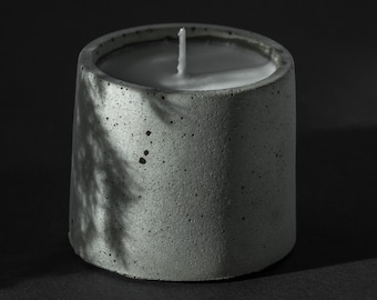 Round Concrete Soy Wax Candle | Aesthetic Handmade Cement Candle | Minimalist Geometric Design | Reusable | Modern Industrial Room Decor