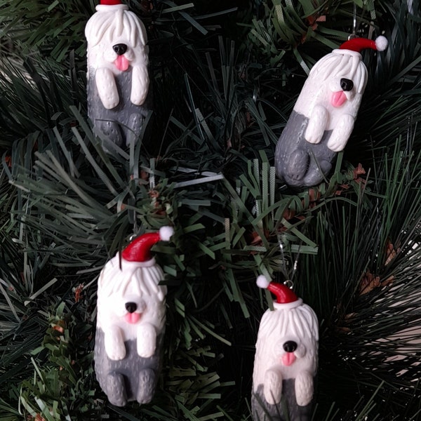 Old English Sheepdog, Dog Christmas Decoration (Handmade Xmas Ornament)