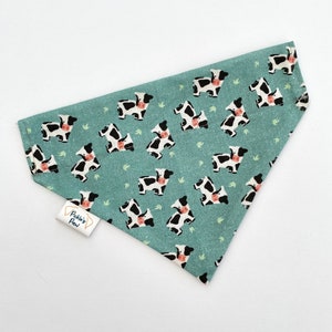 Cow Farm - Exclusive Personalised Custom Fleece or Cotton Lined Dog Bandana - Over The Collar - Pet Neckwear - Pet Accessories