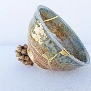 Kintsugi bowl. Japanese ceramics.