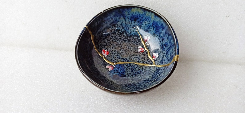 Kintsugi Bowl Ceramic Made in Japan Kintsugi Pottery image 3