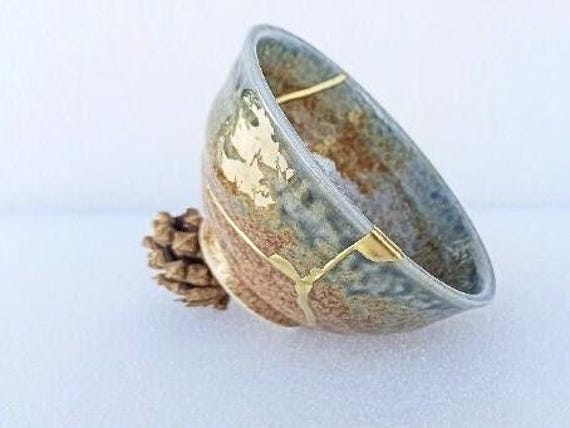 Kintsugi bowl. Japanese ceramics.
