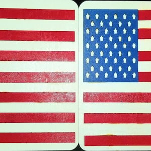 Set of 2 American Miniature Layered Wood Flags