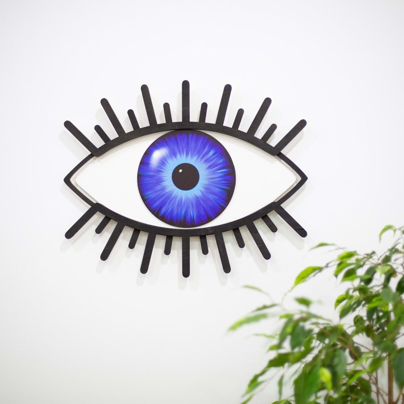 Wooden Eye Wall Hanging Evil Eye Wall Decor Wood Eye Wall Etsy